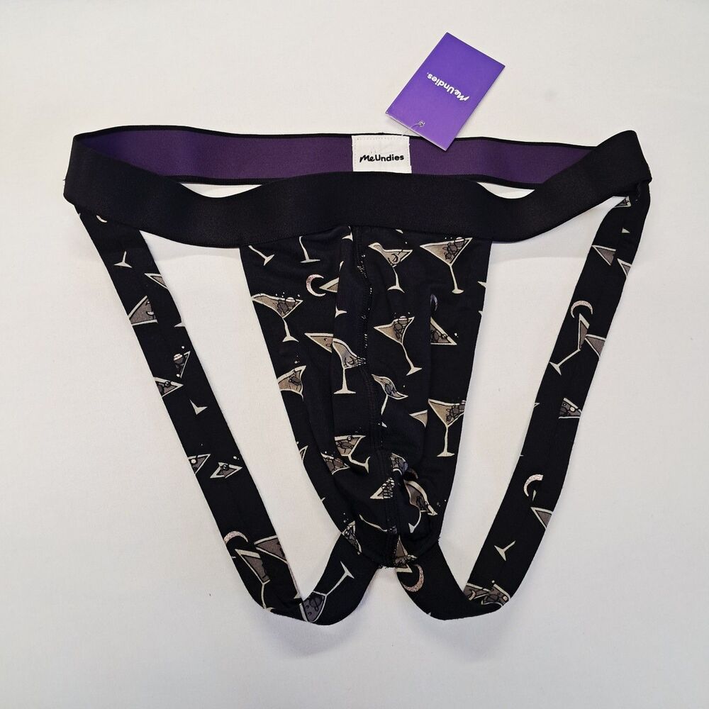 MeUndies Men's Micro Modal Core Jockstrap ZG3 Cosmic Cocktails Large NWT Black